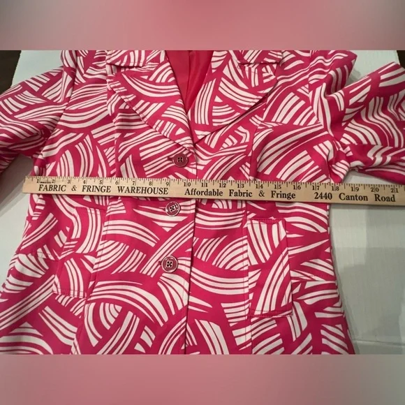RAFELLA PINK AND WHITE DESIGN SIZE LARGE BLAZER/NOTCHED COLLAR   SINGLE BREASTED - Picture 4 of 8